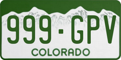CO license plate 999GPV