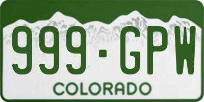 CO license plate 999GPW