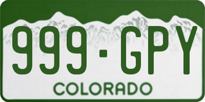 CO license plate 999GPY