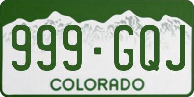 CO license plate 999GQJ