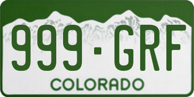 CO license plate 999GRF