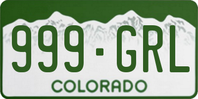 CO license plate 999GRL