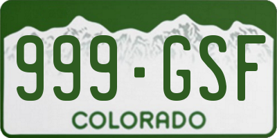 CO license plate 999GSF