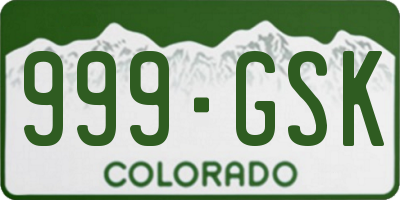 CO license plate 999GSK