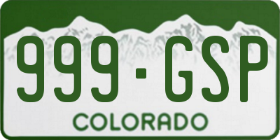 CO license plate 999GSP