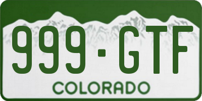CO license plate 999GTF