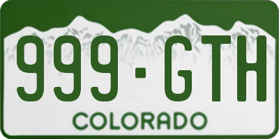 CO license plate 999GTH
