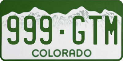CO license plate 999GTM