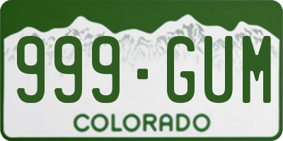 CO license plate 999GUM