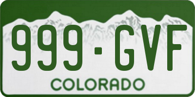 CO license plate 999GVF