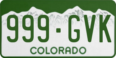CO license plate 999GVK