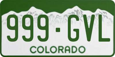 CO license plate 999GVL