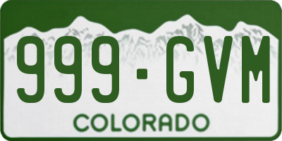 CO license plate 999GVM