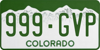 CO license plate 999GVP