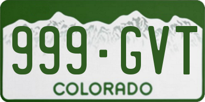 CO license plate 999GVT