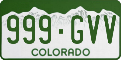 CO license plate 999GVV