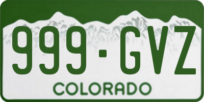 CO license plate 999GVZ