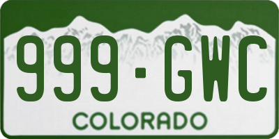 CO license plate 999GWC