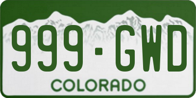 CO license plate 999GWD