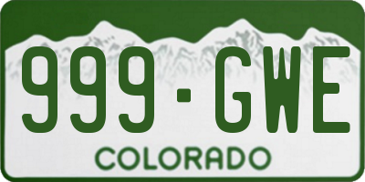 CO license plate 999GWE