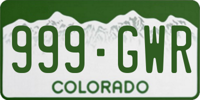 CO license plate 999GWR