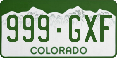 CO license plate 999GXF