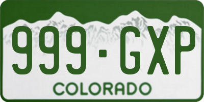 CO license plate 999GXP