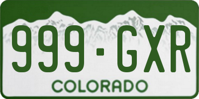 CO license plate 999GXR