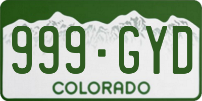 CO license plate 999GYD