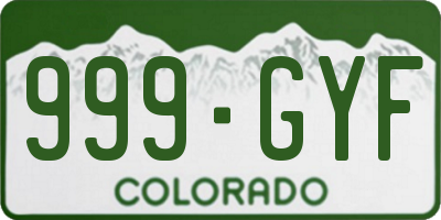 CO license plate 999GYF