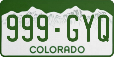 CO license plate 999GYQ