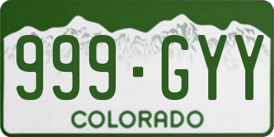 CO license plate 999GYY