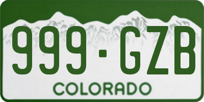 CO license plate 999GZB