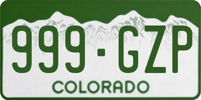 CO license plate 999GZP