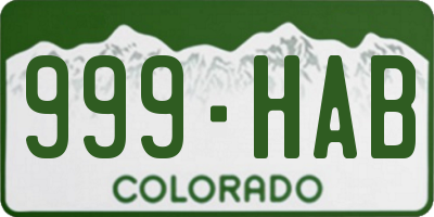 CO license plate 999HAB