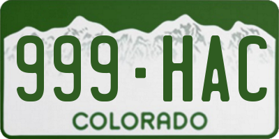 CO license plate 999HAC