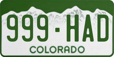CO license plate 999HAD