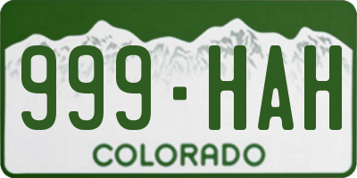 CO license plate 999HAH