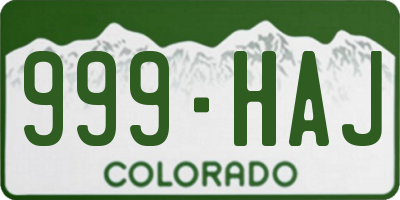 CO license plate 999HAJ