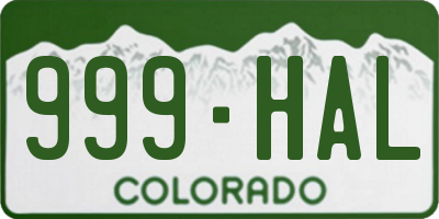 CO license plate 999HAL