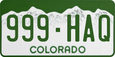 CO license plate 999HAQ
