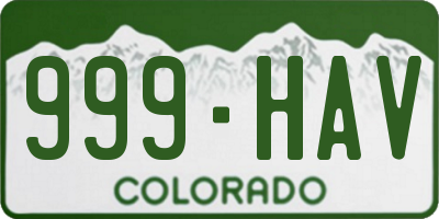 CO license plate 999HAV