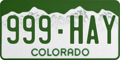 CO license plate 999HAY
