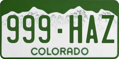 CO license plate 999HAZ