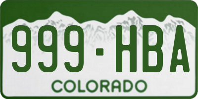 CO license plate 999HBA