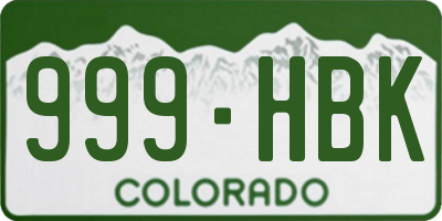 CO license plate 999HBK