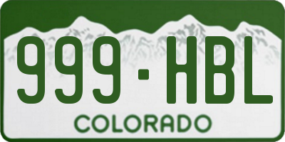 CO license plate 999HBL
