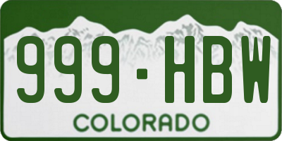 CO license plate 999HBW