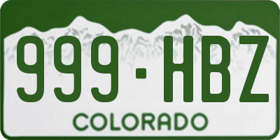 CO license plate 999HBZ