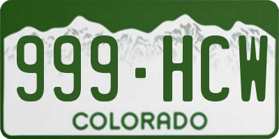 CO license plate 999HCW